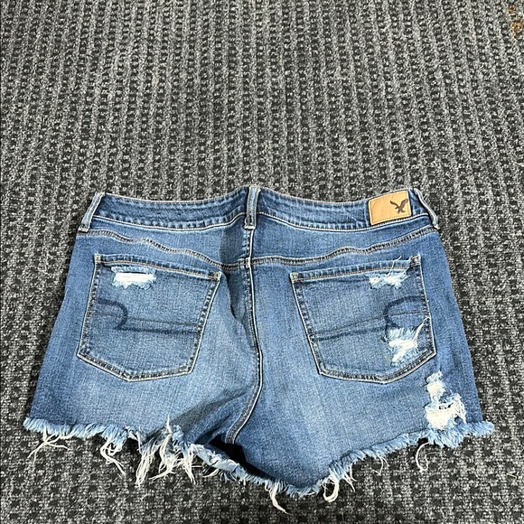 American Eagle Outfitters Blue Distressed Jean Shorts - Picture 2 of 2